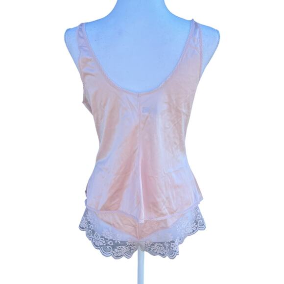 Maidenform Women's Satin Shorts Chantilly Lace Camisole Pink Vintage Size 5/36 - Picture 2 of 9